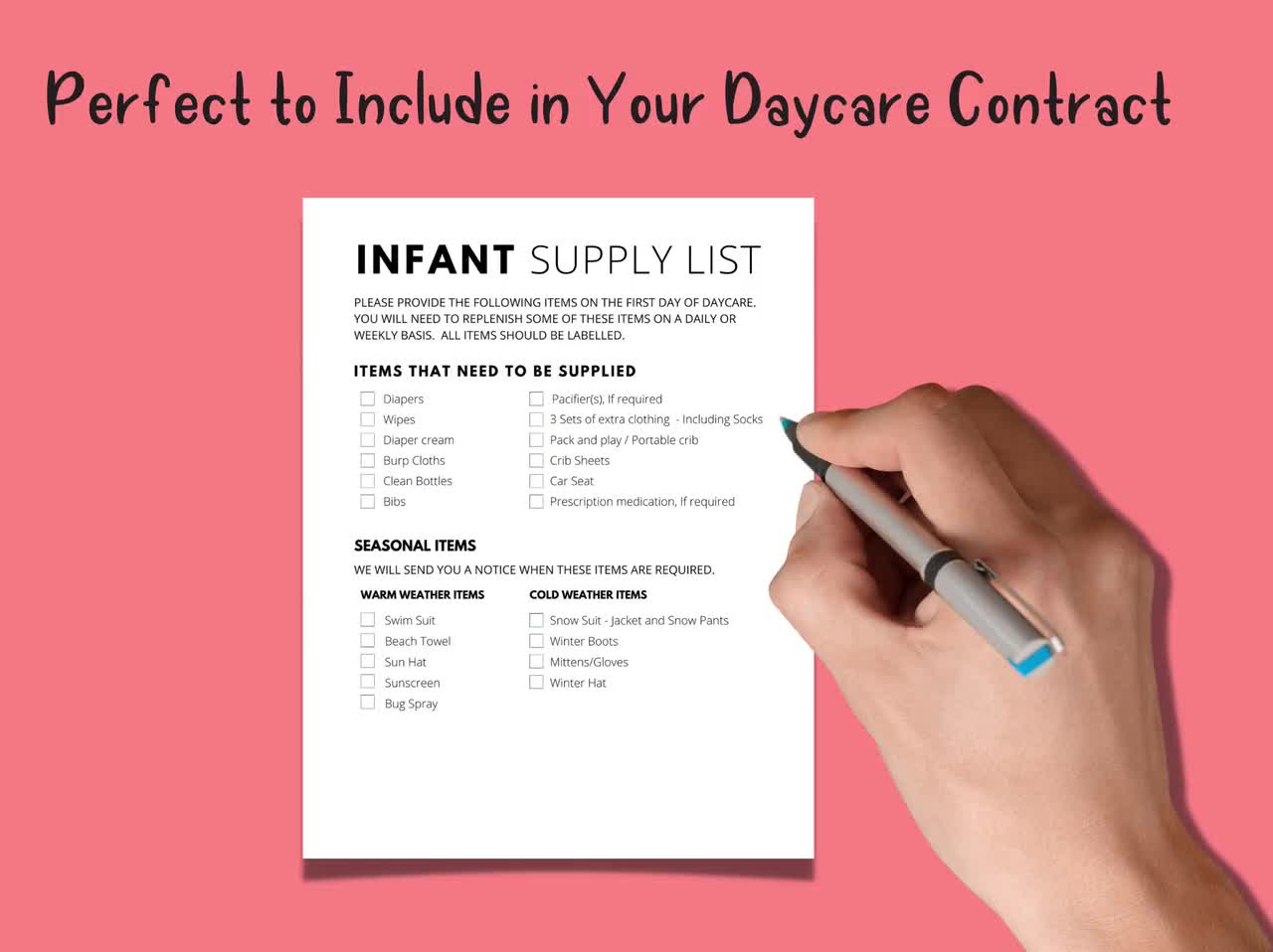 A Weekly Daycare Packing List for Babies