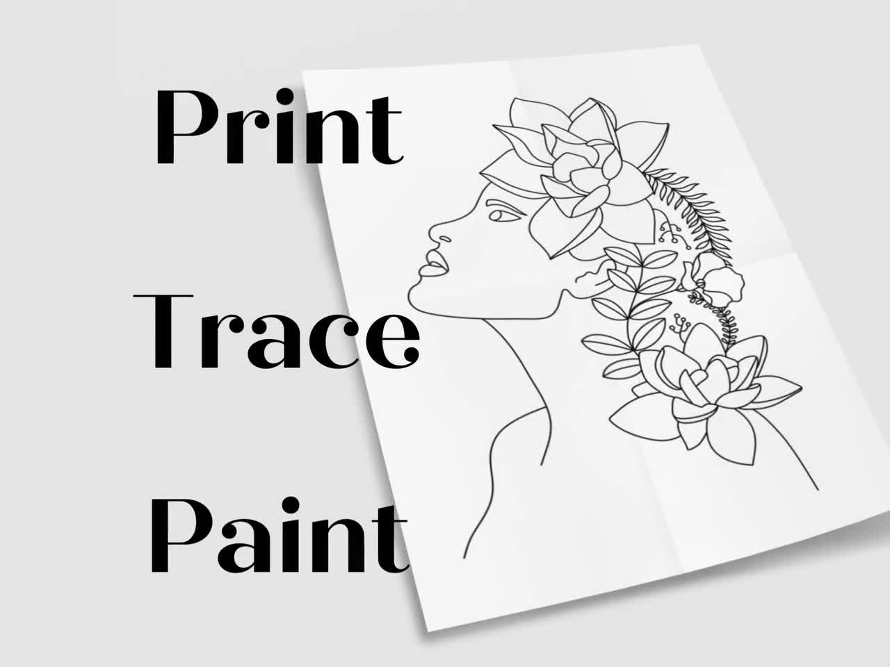 Flower Canvas Sketch, DIY Paint, Paint Party, Customizable 