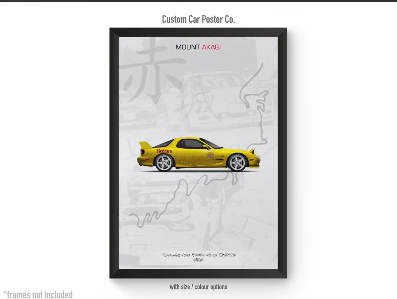 Mazda RX-7 FC - Initial D Poster Art - Japanese Anime Car Poster