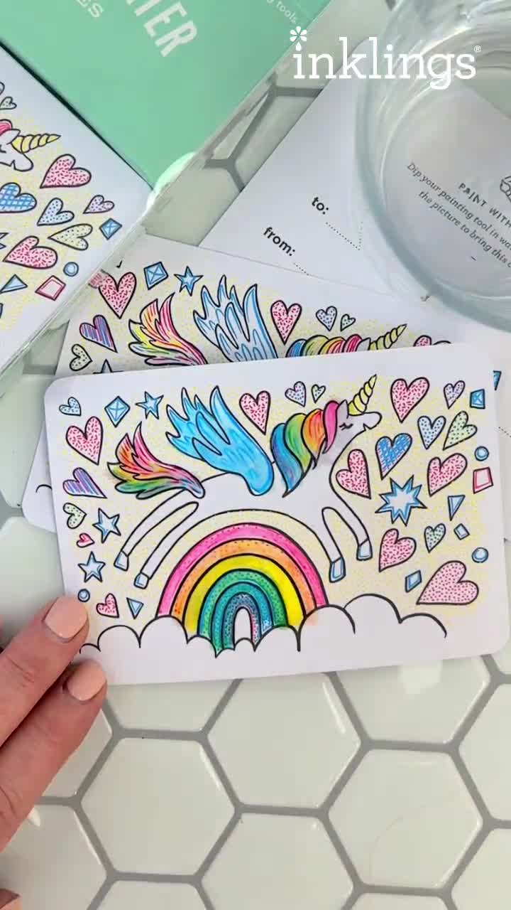 Paint with Water Valentines - Unicorn