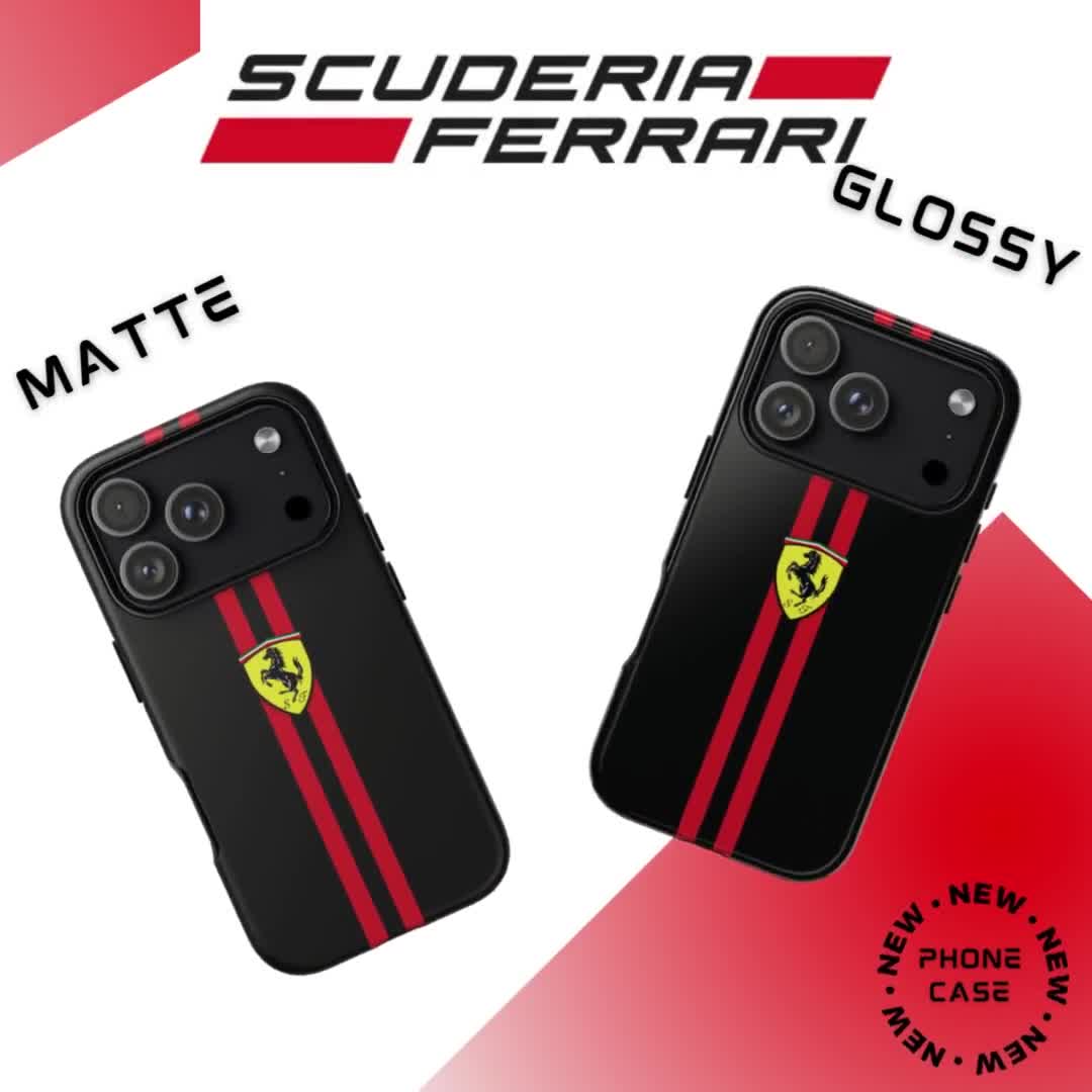 CG MOBILE Ferrari - Custodia protettiva per iPhone 13 Pro Max, effetto rosso e carbonio, in pelle PU, resistente e antigraffio, con facile scatto, assorbimento degli urti e logo firma