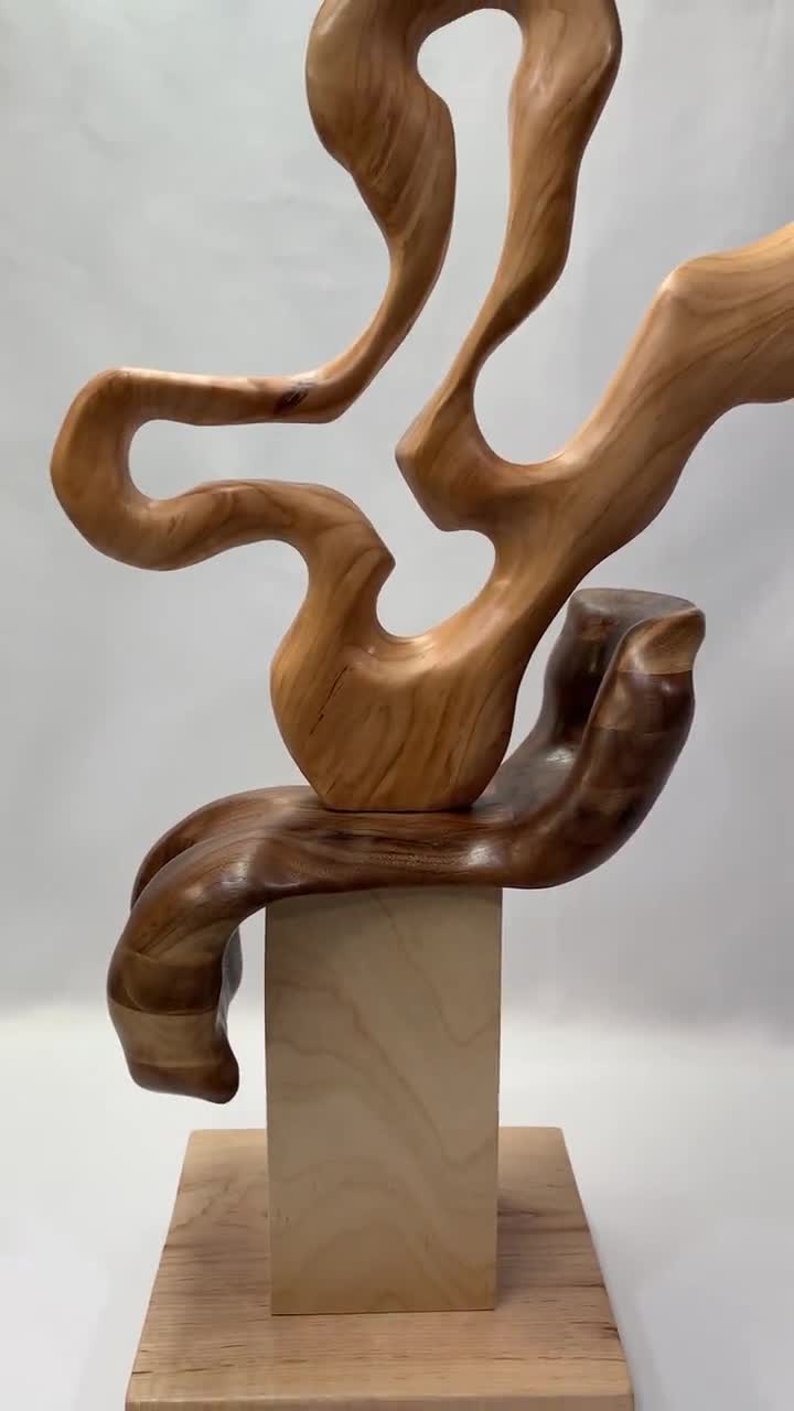 Modern Abstract Art Natural Wood Sculpture offers Tabletop Décor 9.8”/25cm