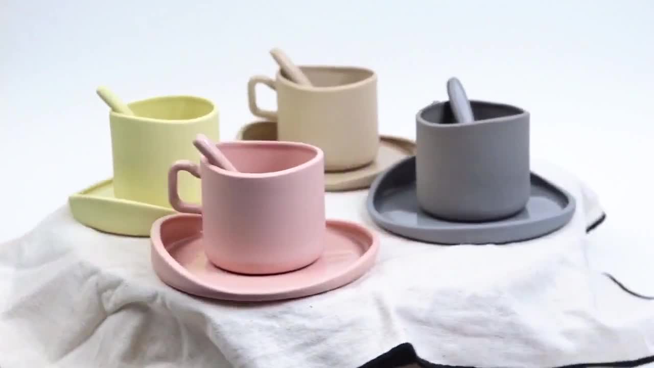 Juego de 4 tazas de espresso de 4 onzas con platillos a juego, porcelana  blanca de primera calidad, caja de regalo de 8 piezas, tazas de café