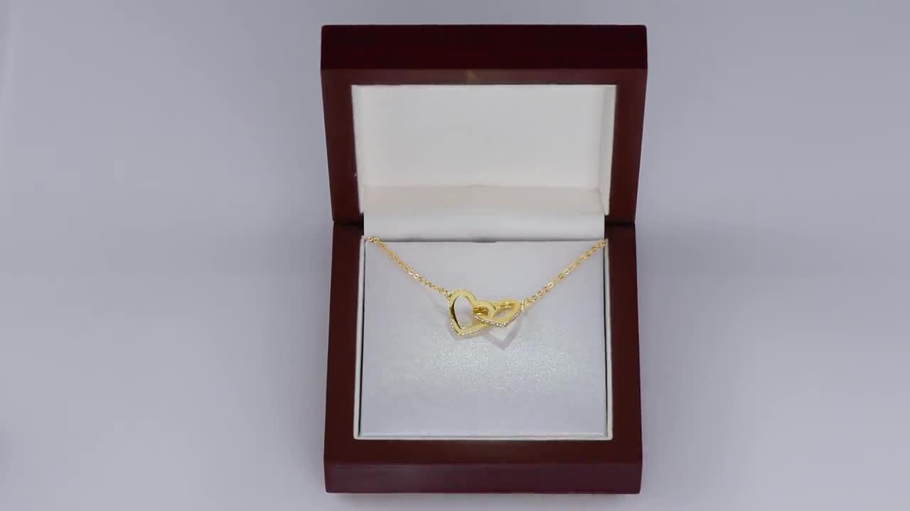 To My Granddaughter Interlocking Heart Necklace - 14k Gold Plated Stainless Steel, With Message Card