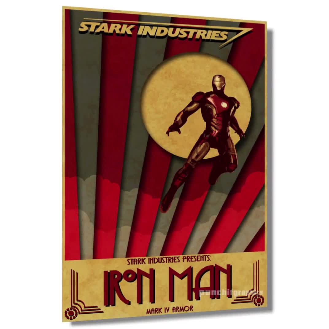 Iron Man Marvel Comics Tony Etsy Deco Stark MCU Art Style - Print Art