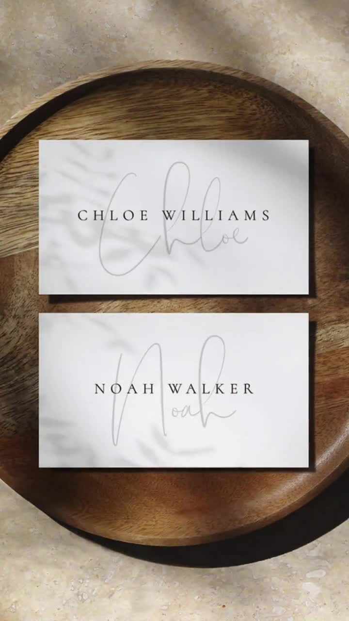 Luxury Wedding Place Cards Template, Modern Name Card Flat and Tented -  Isla Claire, image size:720x1280