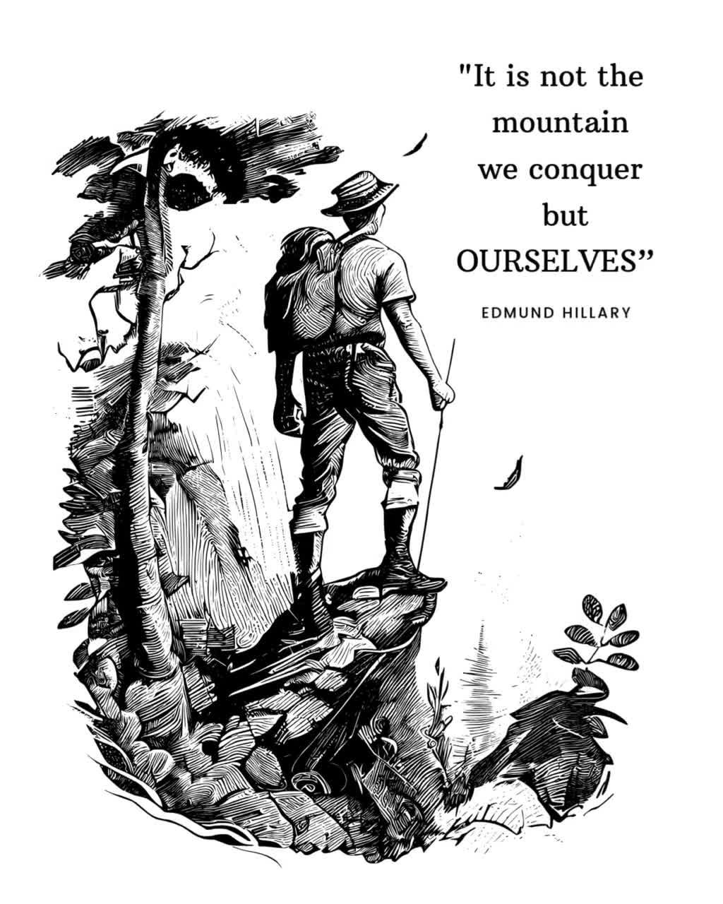 Impresión con cita de Edmund Hillary: Arte mural motivacional (descarga digital) video poster