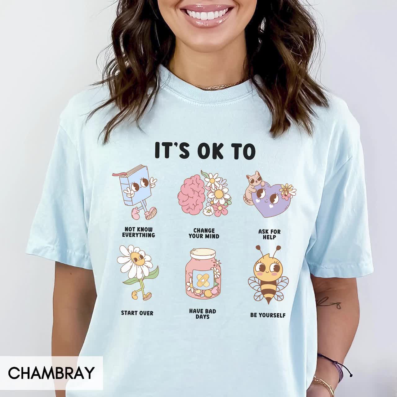 "It's Okay To Make Mistakes" Shirt - Mental Health Awareness Tee, Special Education Teacher Gift, Women's Tops - View #2