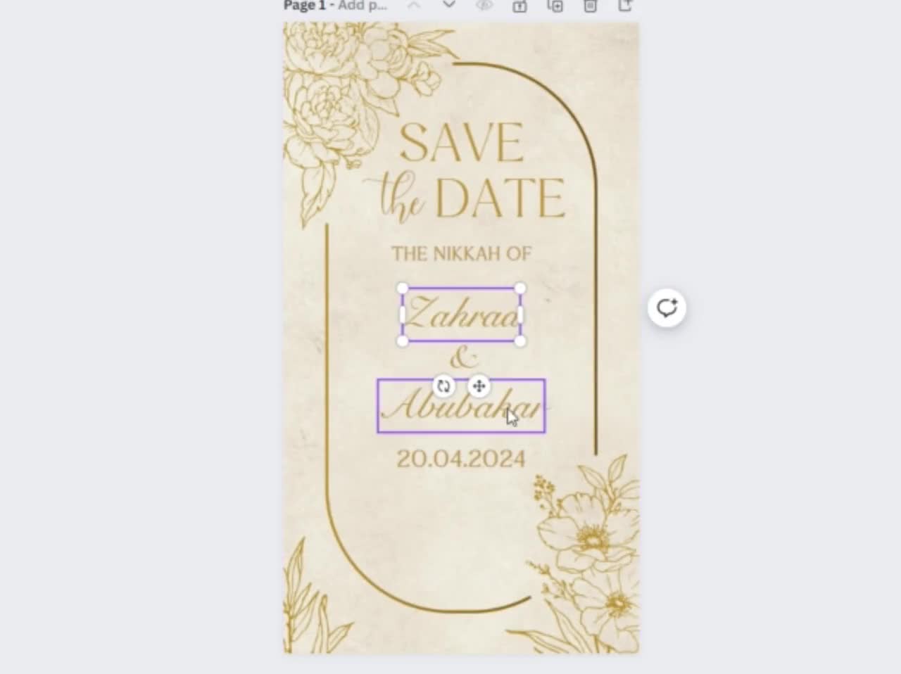 Digital Muslim Wedding Invitation Template, Editable Mobile Nikkah