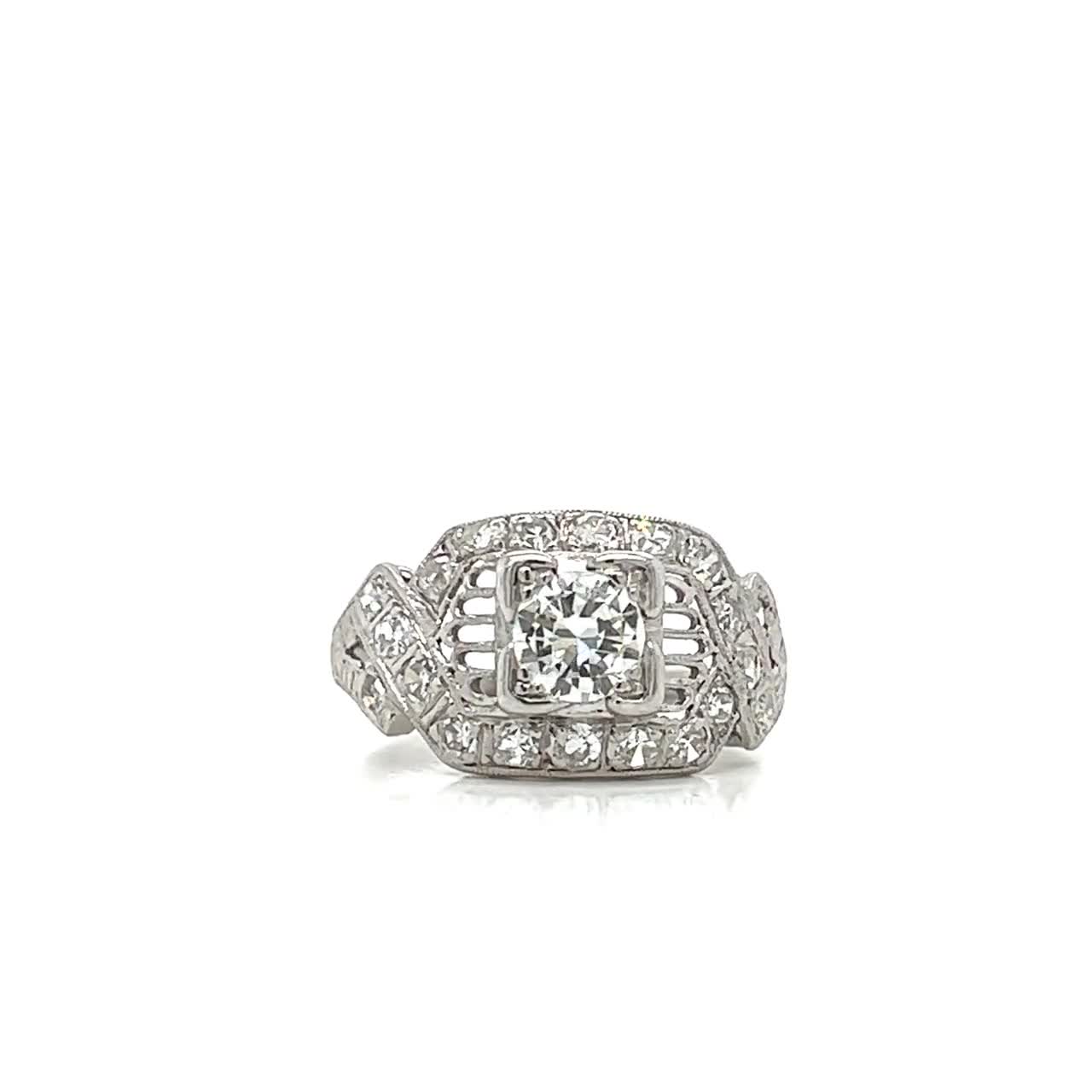Art Deco .45ct. Diamond & Platinum Antique Engagement - Fashion Ring -  J35222
