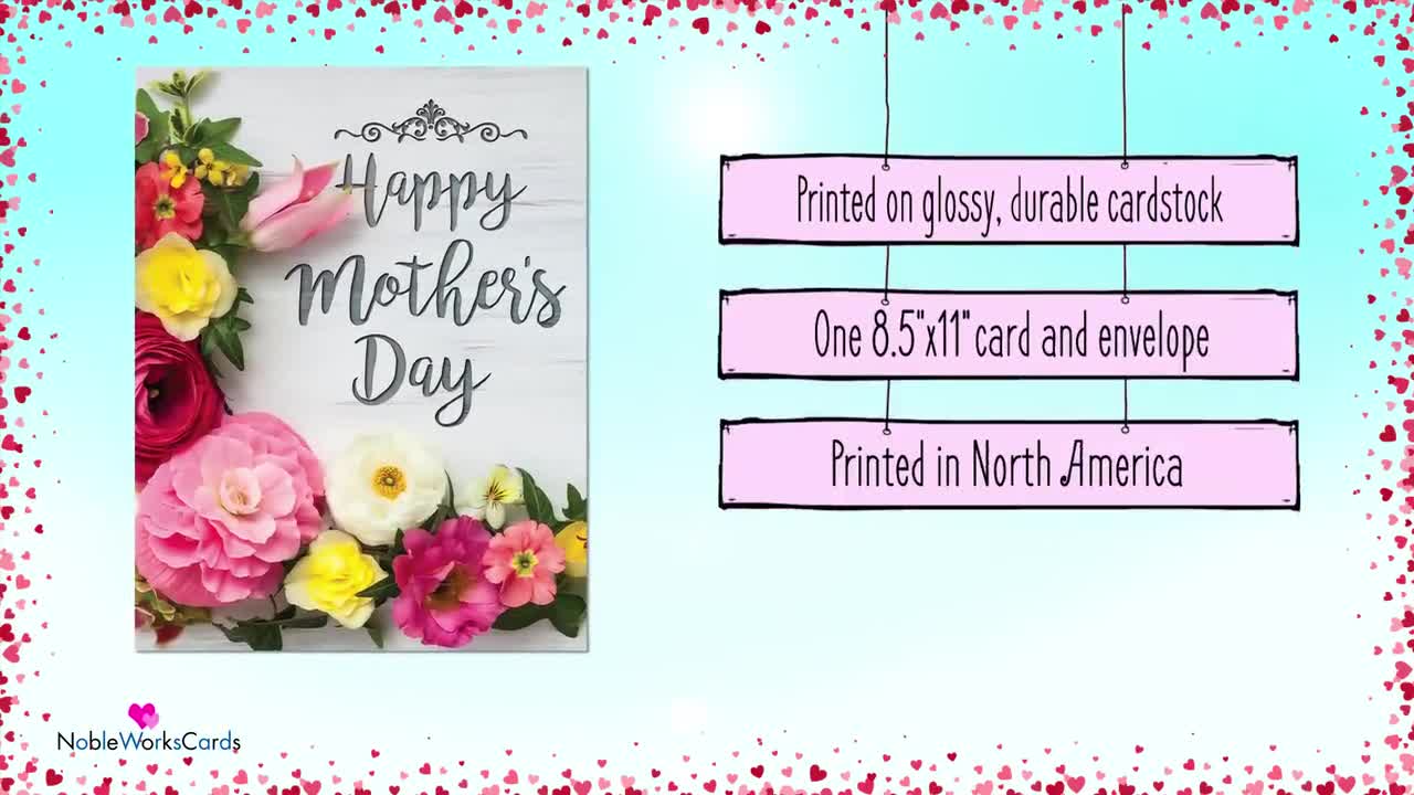 NobleWorks Jumbo Mother's Day Paper Card 8.5 x 11 Inch with Envelope (1  Pack) Big, Jumbo Mom Mother's Day Blooms J3524MDG-US