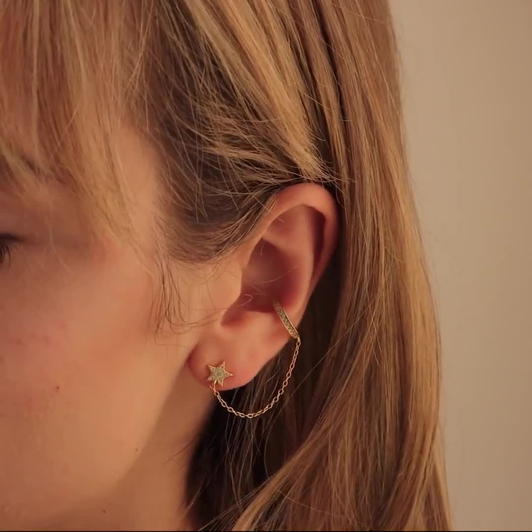 Pave Chain Ear Cuffs | Caitlyn Minimalist Sterling Silver