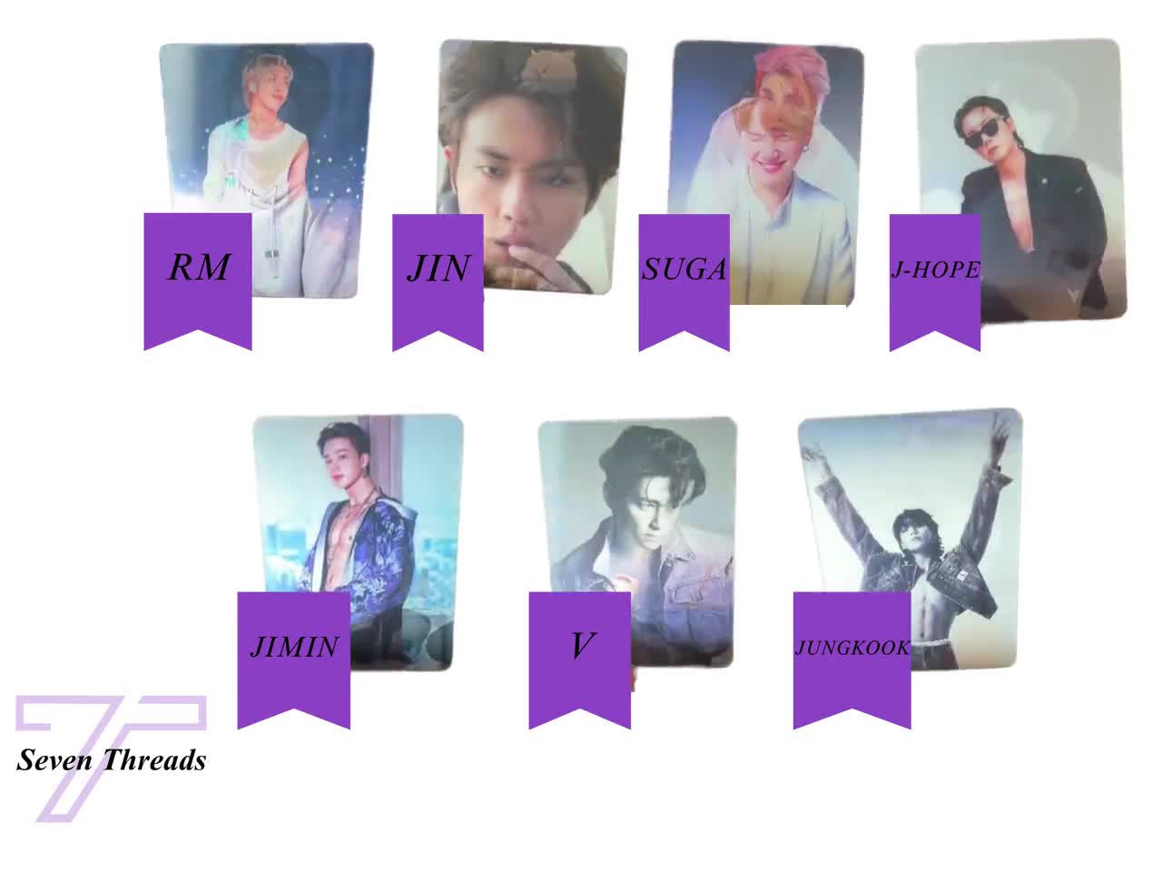 BTS Photocards Transforming Set Individual Photo Cards Kpop BTS 7 pieces Photocard Set RM Jin J-hope Suga Jimin Taehyung Jungkook video poster