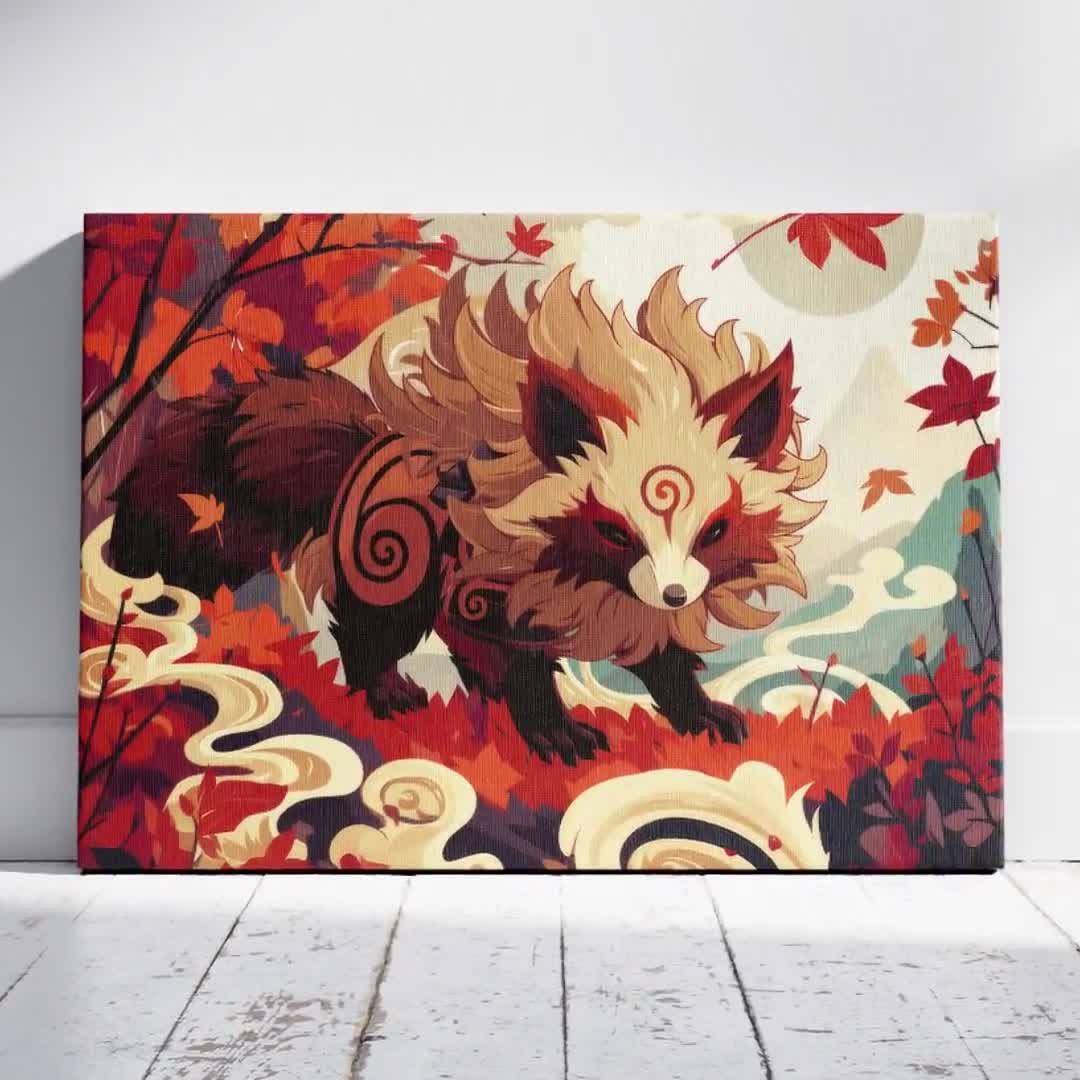 Gift for Him Tanuki Canvas, Forest Gallery Wrap, Japanese Raccoon