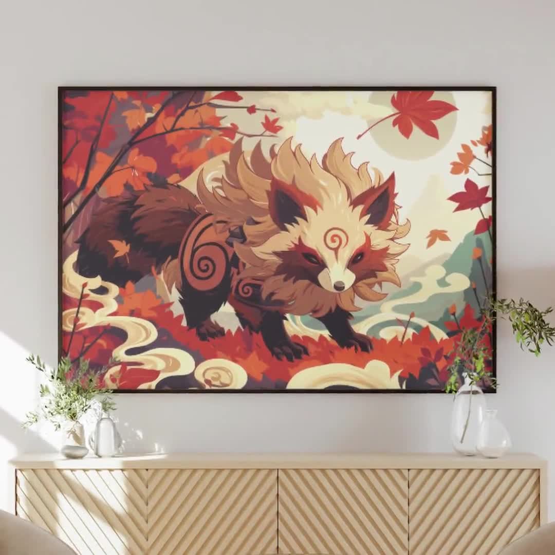 Archival Matte Paper Tanuki Landscape Art Print, Japanese Raccoon
