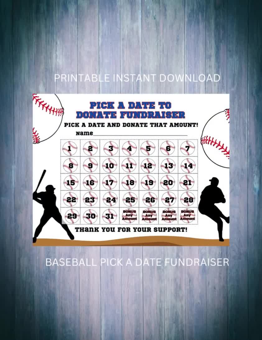 Baseball Calendar Fundraiser, Pick a Date to Donate Printable, Baseball  Fundraiser, Sport Calendar Fundraiser, Baseball Fundraiser Printable - Etsy  Denmark