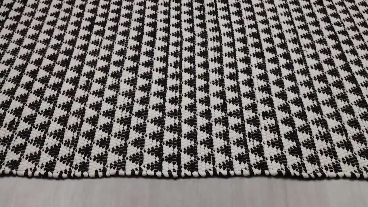 Alfombra Negra y Blanca Algodón - Lágrima Negra Home - Textil