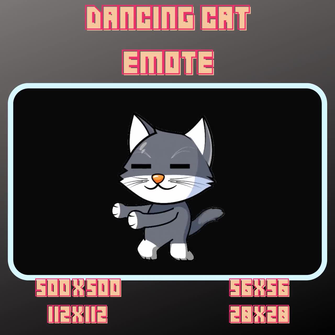 Animated Dancing Cat Emote / Sub Emotes / Twitch / Youtube / Discord /  Trovo / Emotes / Bit Emote / Emote Commisson / Streamer / Gamer