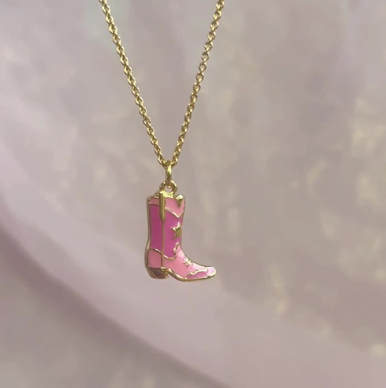 Pink Cowgirl Boot Necklace Cowboy Boot Necklace Cute Barbiecore Space Cowgirl Disco Cowgirl Bachelorette Party Wildflower Co