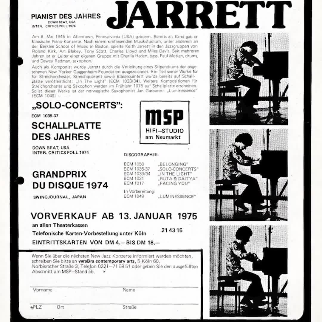 Keith Jarrett Jazz Poster - Köln Concert - 1975 - Etsy