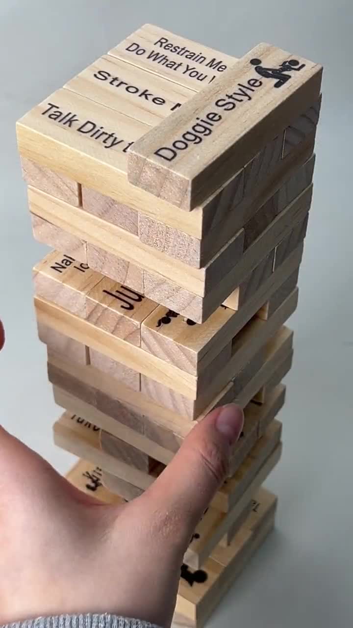 Jeu De Tour Super Coquin – 48 Blocs Bois 8 Cm, Version Française, Défis Pour Adultes, Saint-Valentin, Soirée Couple
