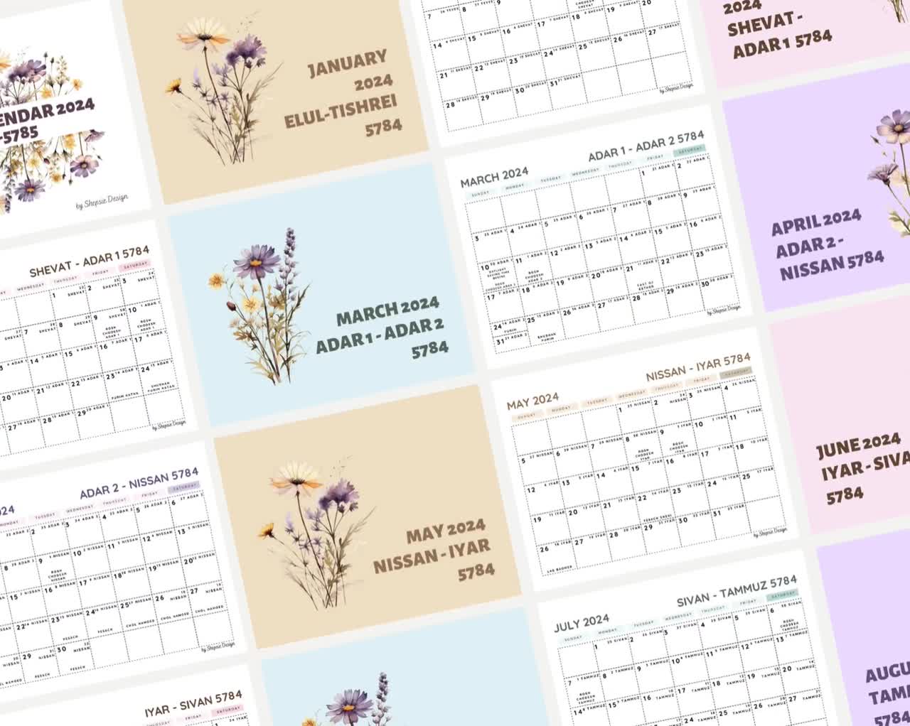 EDITABLE Jewish Calendar 2024, Hebrew Calendar 5784, Printable Jewish Calendar 5785, Jewish Holidays Calendar for Wall, With Holidays - Etsy editable-jewish-calendar-2024-hebrew-calendar-5784-printable-jewish-calendar-5785-jewish-holidays-calendar-for-wall-with-holidays-etsy