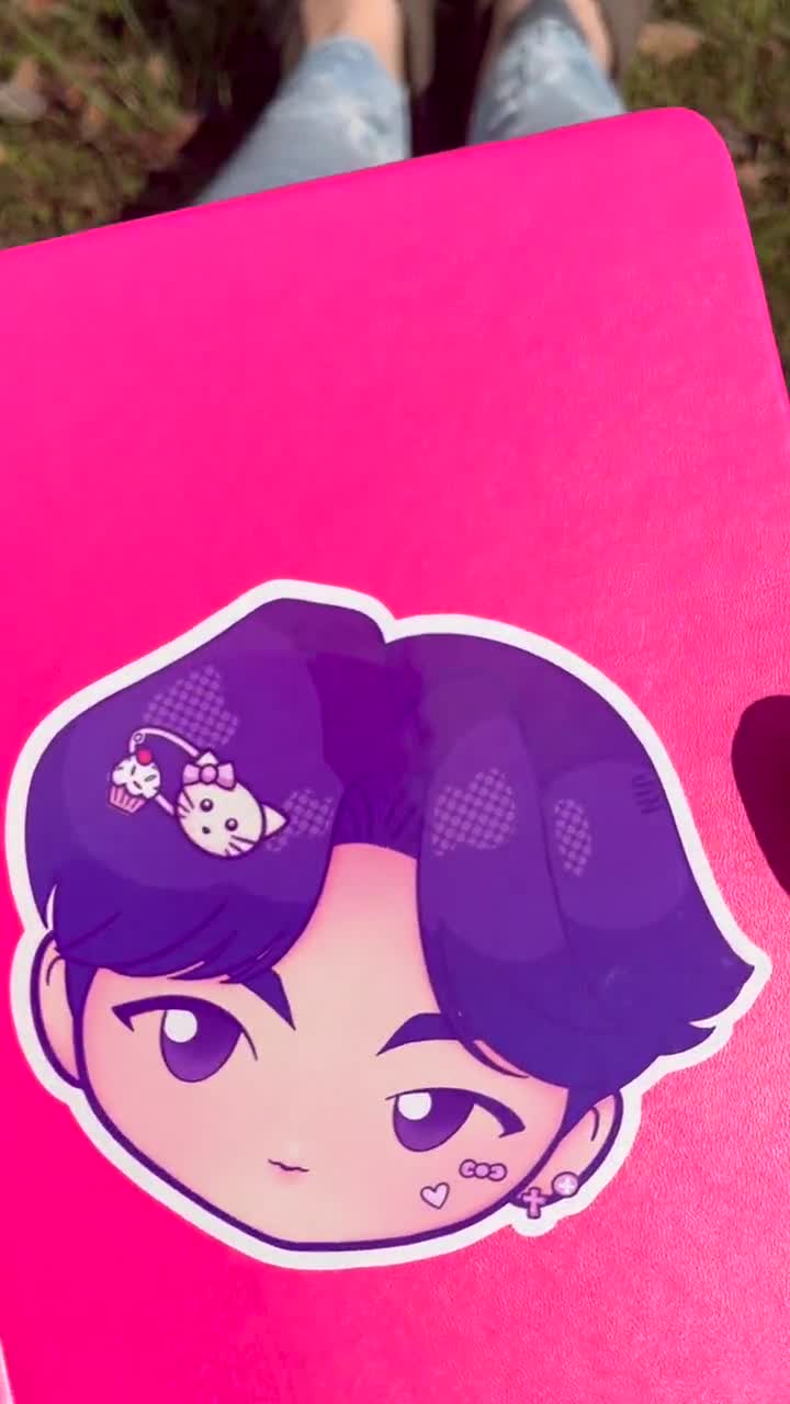 Jin BTS Kawaii Decora Vinyl Sticker | Laptop Water Bottle Water