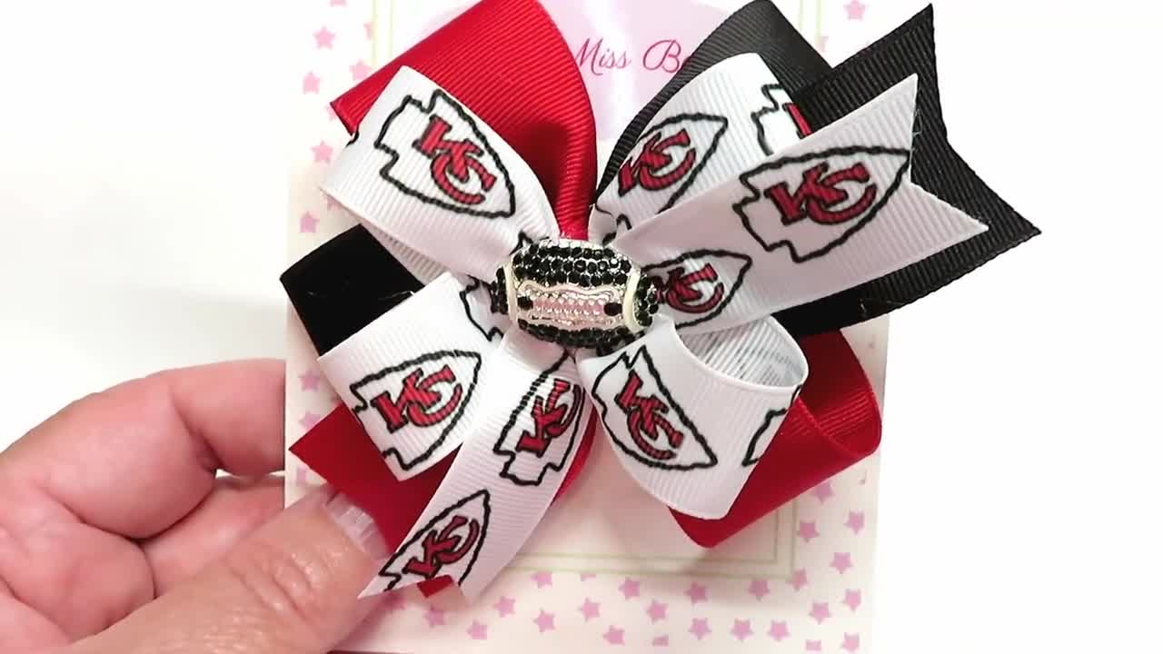 Mini Arrowhead Clip Bow Baby Hair Clip Football Kansas City 