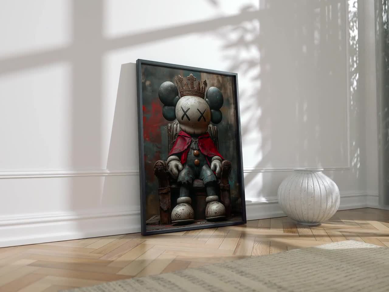 King Kaws on a Throne, Funny Hypebeast Design, Minimalist Kaws Graffiti Print, Modern Luxury Decor, Bedroom Wall Art, Digital Download video poster