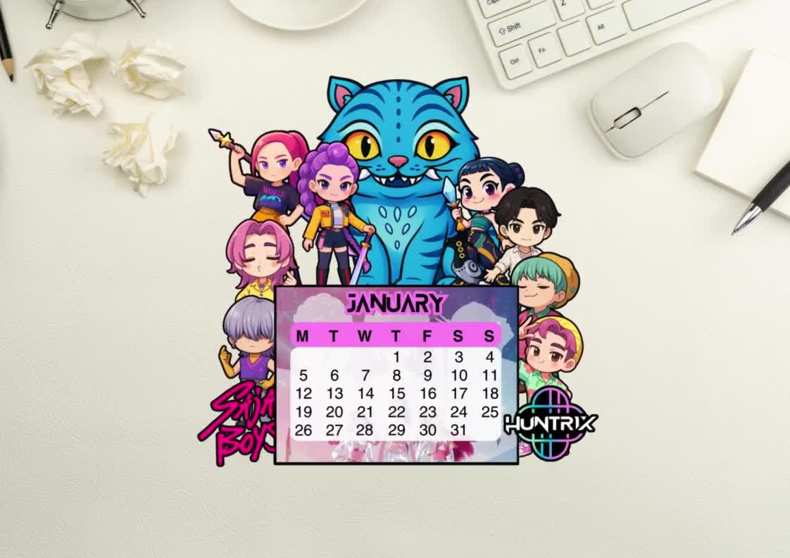 Kpop Demon Hunters / Demon Hunters 2026 Mini Desktop Calendar