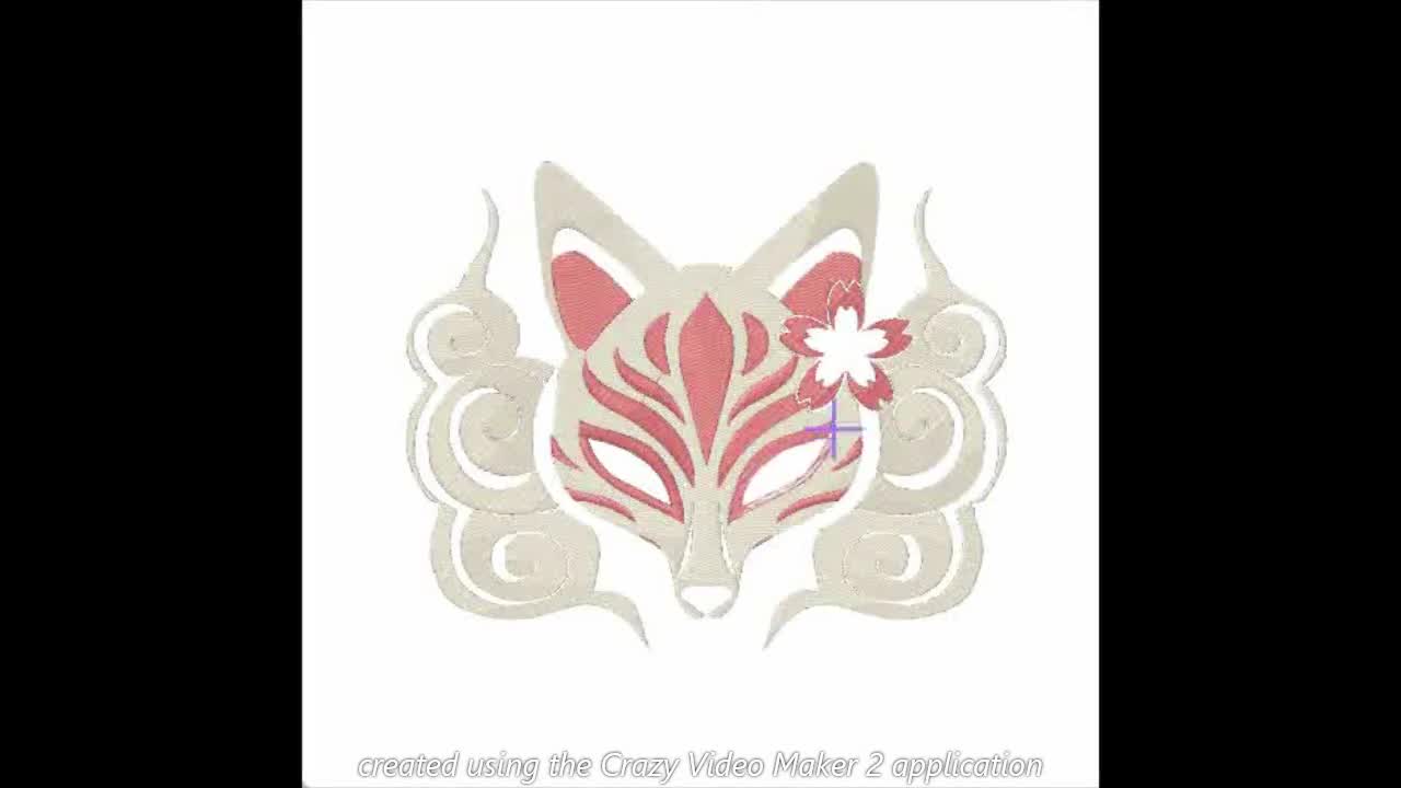 KITSUNE FOX MASK pink machine embroidery design, trendy embroidery, tiny  embroidery, retro embroidery, teacher embroidery, anime embroidery