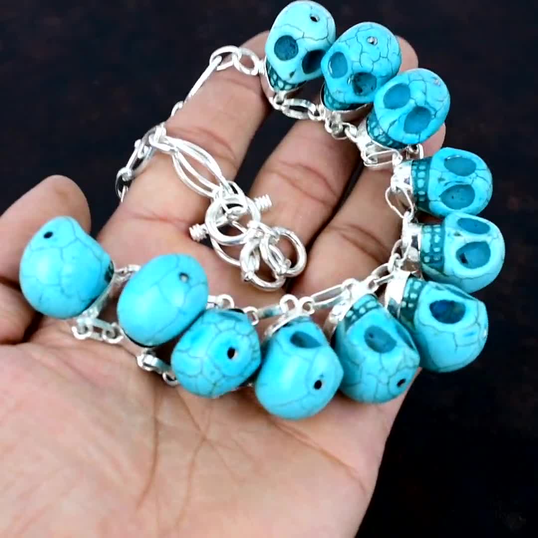 サンタローザ ターコイズ スカルネックレス：スターリングシルバー