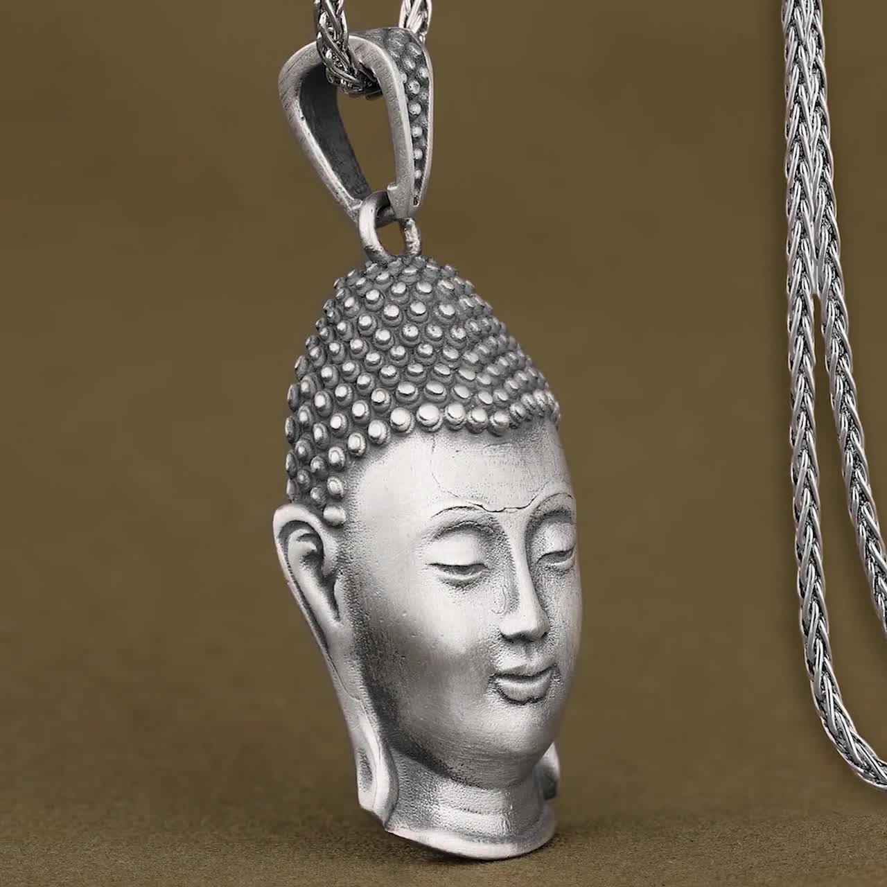 Agathe Creation Ciondolo Buddha Sorridente In Argento 925 | Fatto A Mano, 35 Mm, Con Cordino Nero Incluso | Gioiello Portafortuna In Confezione Regalo