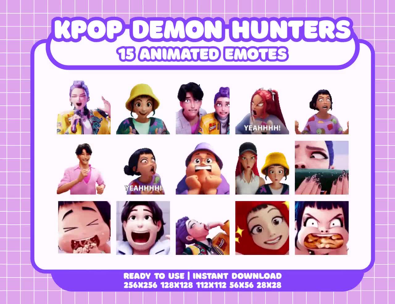 Discord、Twitch、Kick、Youtube向けKPop Demon Huntersアニメーションエモートバンドル15選 |  ストリームアセット | VTuber | ストリーマー向け絵文字セット | GIF