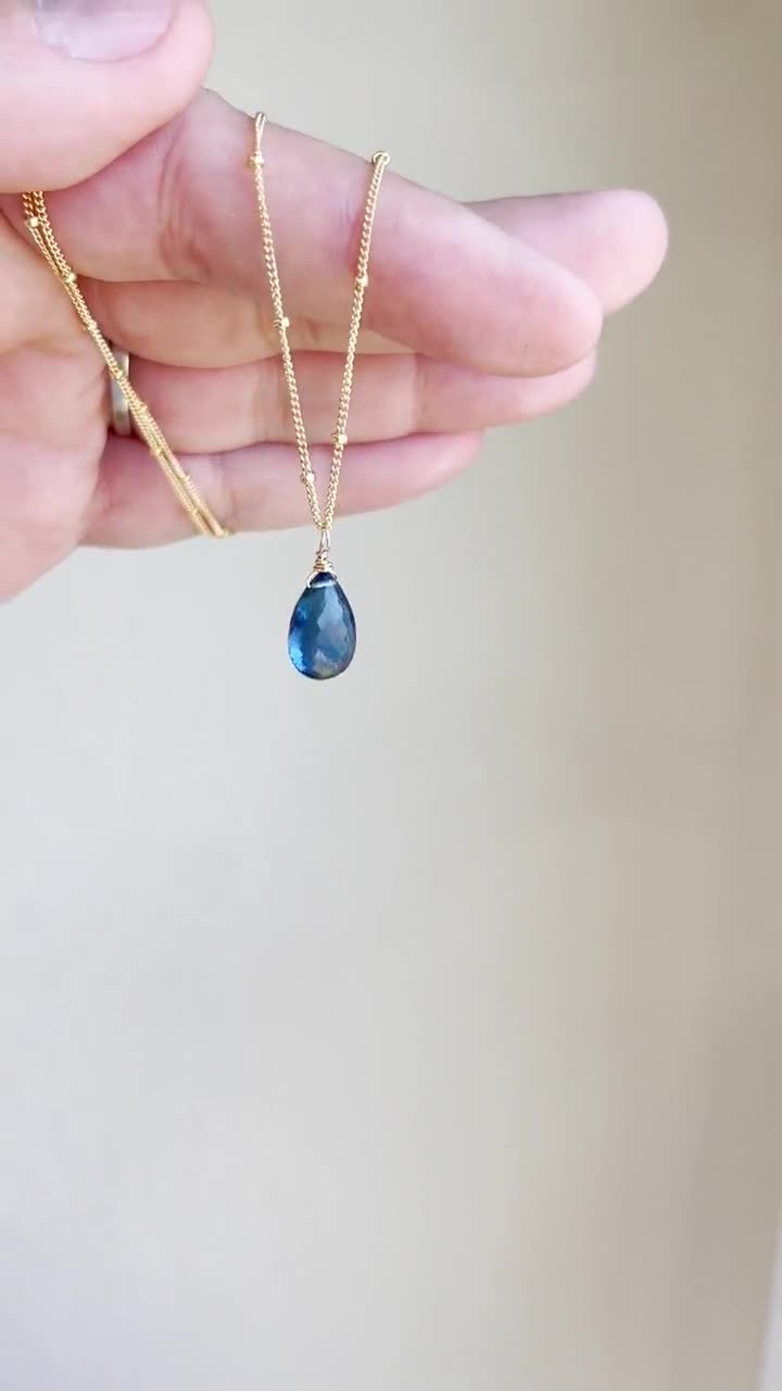 Blue Quartz Necklace, September Birthstone, Sapphire Quartz
