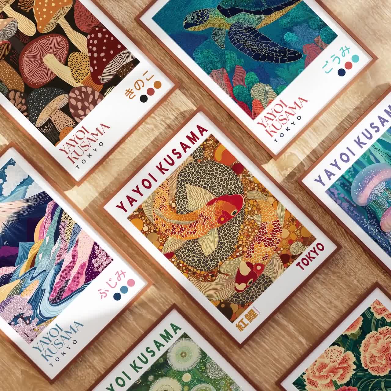 草間彌生のサンゴ礁プリント：日本の抽象海洋アート - Etsy 日本