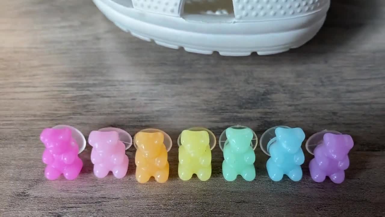 Pastel Rainbow Gummy Bear Croc Charms Set of 7 