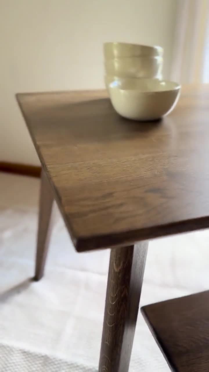 Rectangular Solid Oak Dining Table & Bench Set, Handmade Mid-Century Modern Scandinavian Table video poster