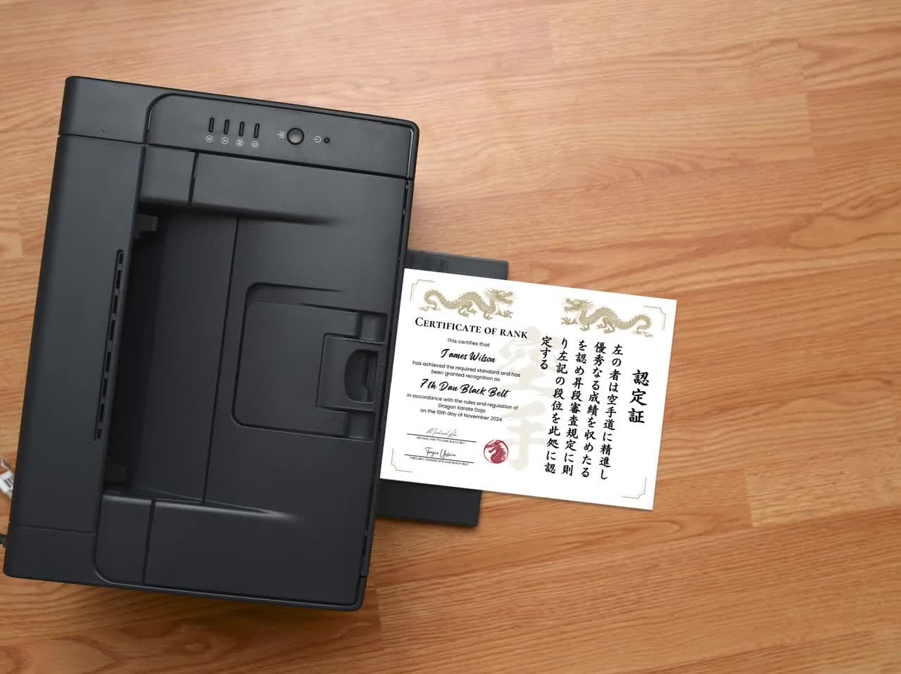 Japanese & English Dan Rank Award, Female Martial Artist Editable Canva Template Design video poster