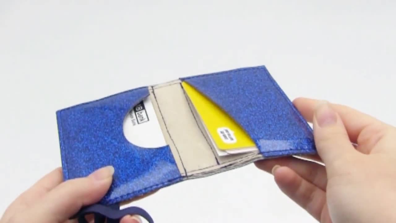 RFID Kartenhülle aus Glitzer Vinyl Blau Ladekarten Etui - .de