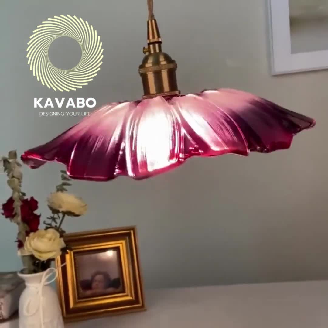  APBEAM Flower Pendant Lighting Brass Island Pendant Light  Modern Glass Floral Lamp Shade with Adjustable Wire for Kitchen Dinging  Room Entryway Pink : Everything Else