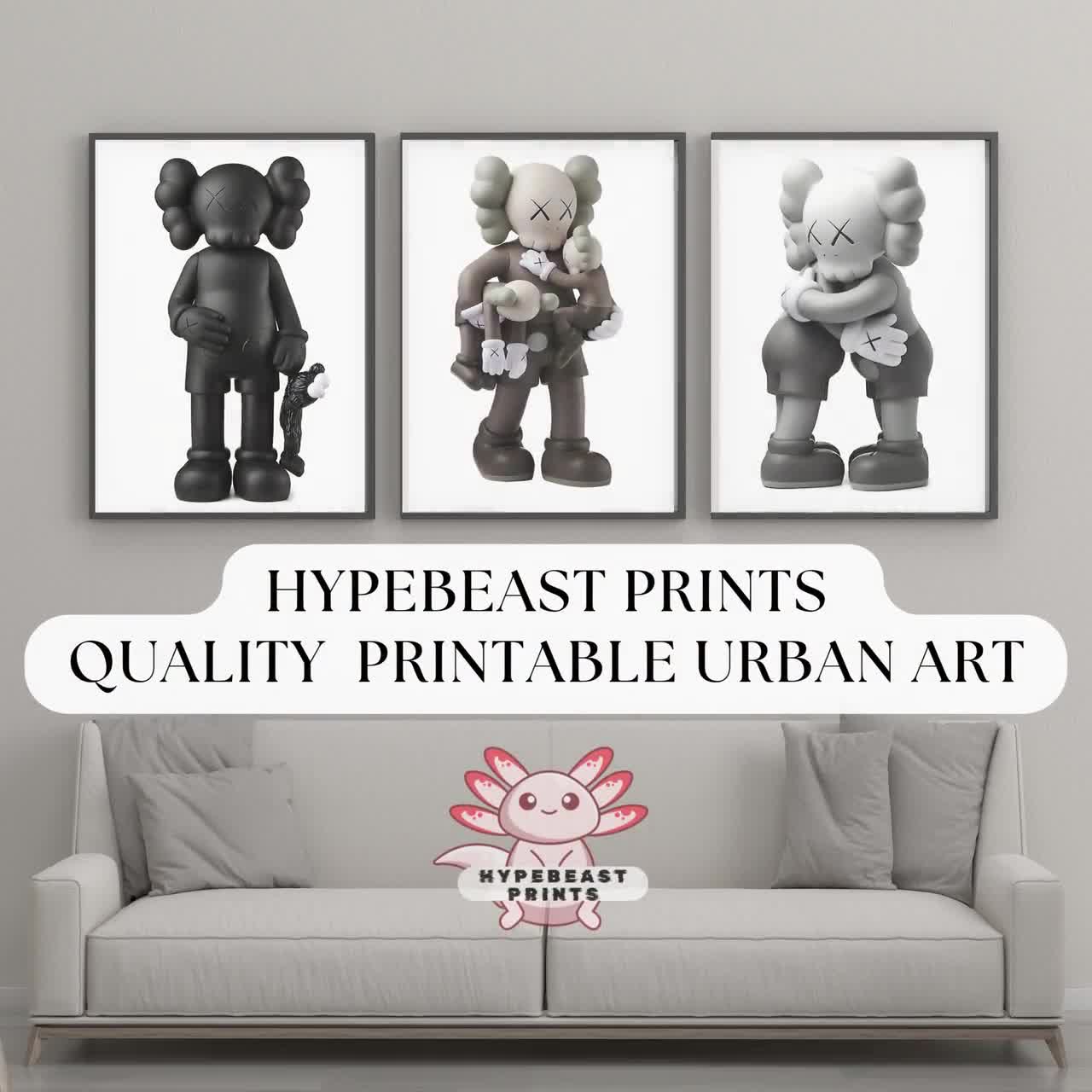 Decorative Hypebeast Art, Kaws Poster Set of 3, Hypebeast Kaws Figure  Poster, Kaws Print, Kaws Wall Art, Kaws Decorations, Graffiti Kaws