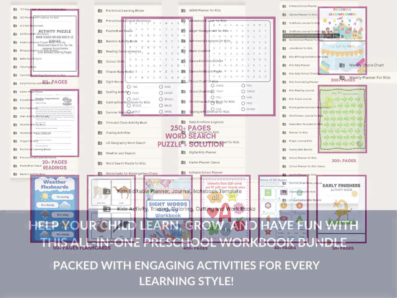 Preschool Worksheets Bundle: 3000+ Pages, Learning Activities (Instant Download) video poster