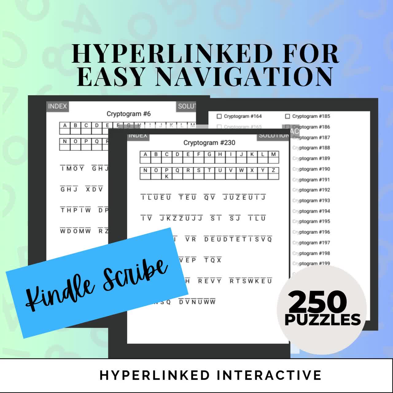 250 cryptoquote-puzzels voor volwassenen: inspirerende citaten in grote  letters (pdf-download)