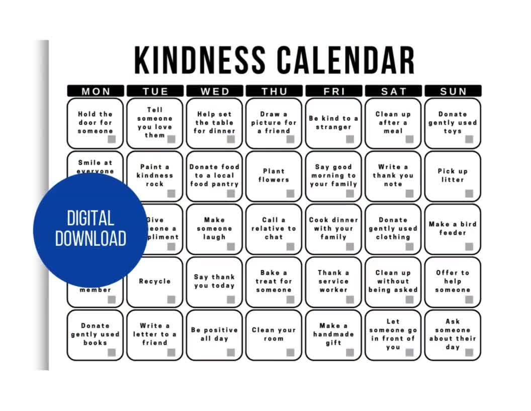 ACTS OF KINDNESS CHALLENGE CALENDAR Crafts Mad in Crafts