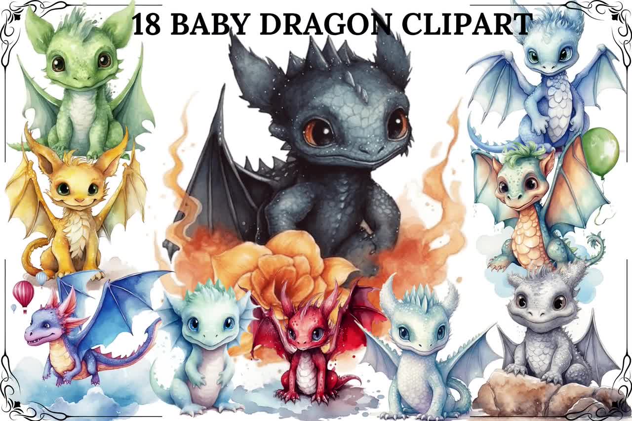 Watercolor Fantasy Dragon Baby Dragons Clipart Dragon Png Watercolor Paper  Crafts Digital Image Downloads for Card Making Scrapbooking