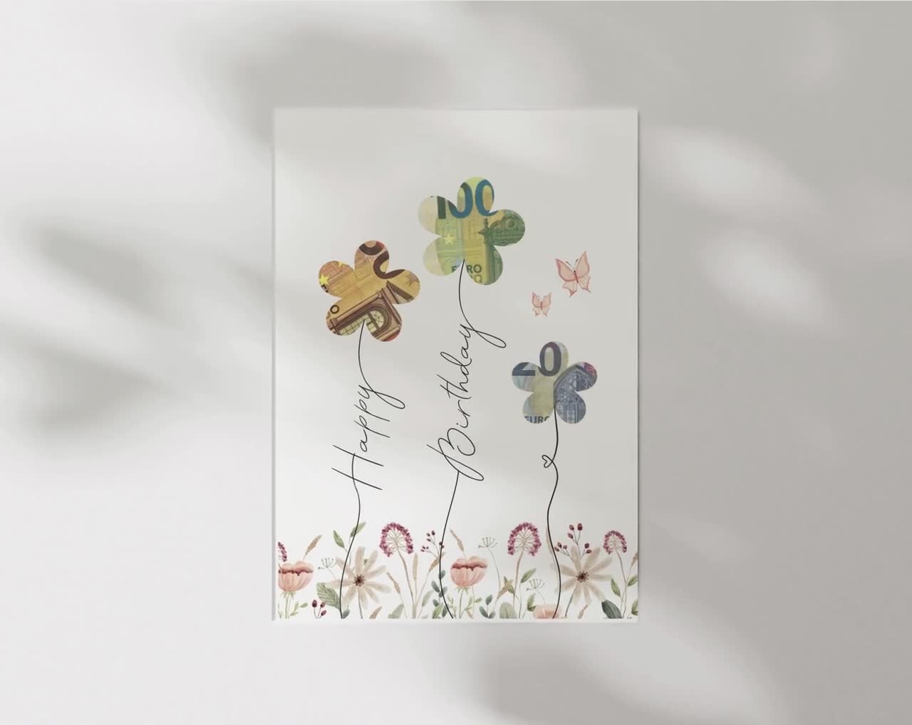 ※ハッピー Birthday Cash Gift PDF Template – Flowers | Happy Birthday