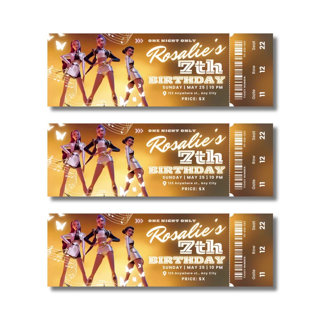 Kpop Demon Hunter Invite K-pop Ticket Invitation Editable Canva K