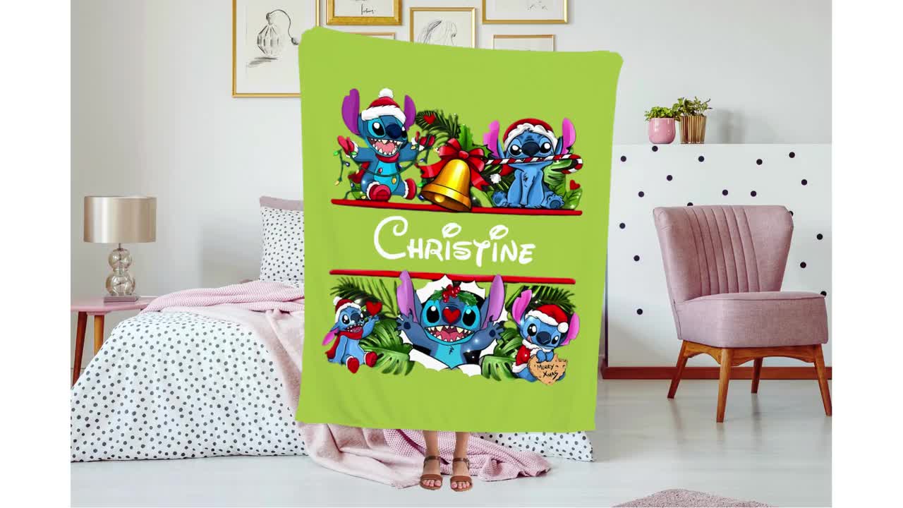 Stitch Blanket Gift For Christmas, Custom Name Blanket, Disney Trip Blanket, Personalized Stitch Throw, Gift For Kids, Birthday Gift for son video poster