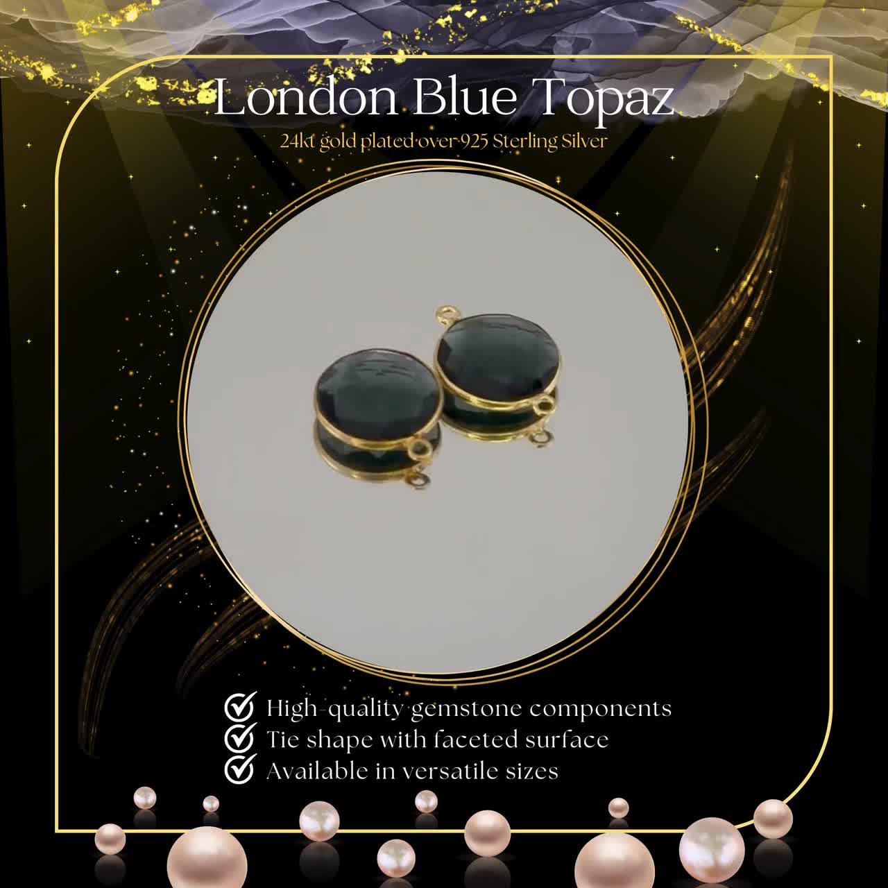 Boho Chic London Blue Topaz Bezel Pendant - Handcrafted Gemstone Necklace with 24kt Gold Plating video poster